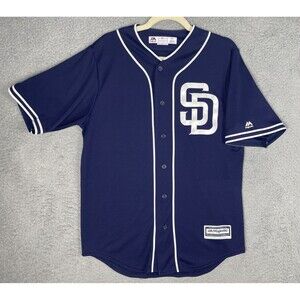 Majestic Jersey San Diego Padres Mens Medium  42 Blue Cool Base Stitched USA EUC